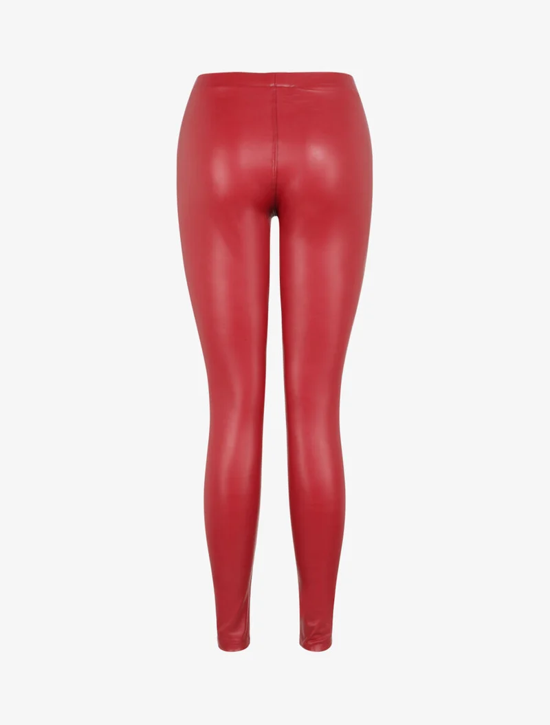 Stretch-Leggings aus Kunstleder - Rot
