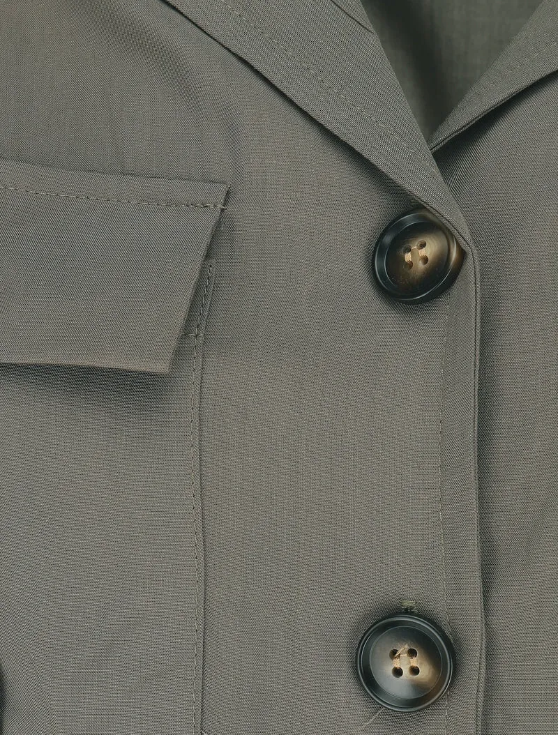 Gerade geschnittener einfarbiger Jumpsuit mit kurzen Ärmeln - Kaki