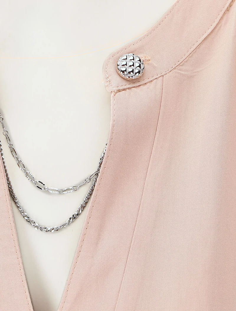 Ärmelloses Top mit stilisiertem Detail - Puderrosa