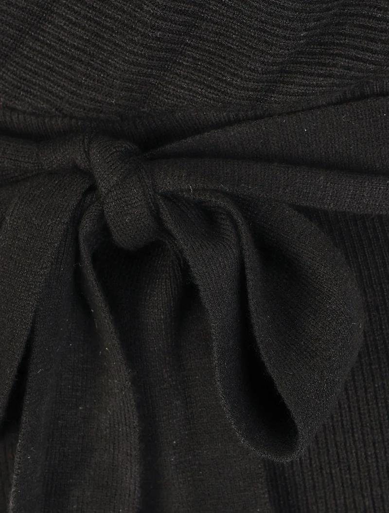 Langärmliges Strick-Midikleid - Schwarz