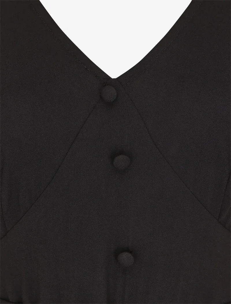 Ärmelloses einfarbiges langes Kleid - Schwarz