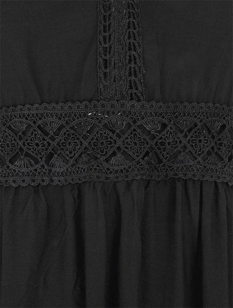 Langes einfarbiges Kleid mit dünnen Trägern. - Schwarz