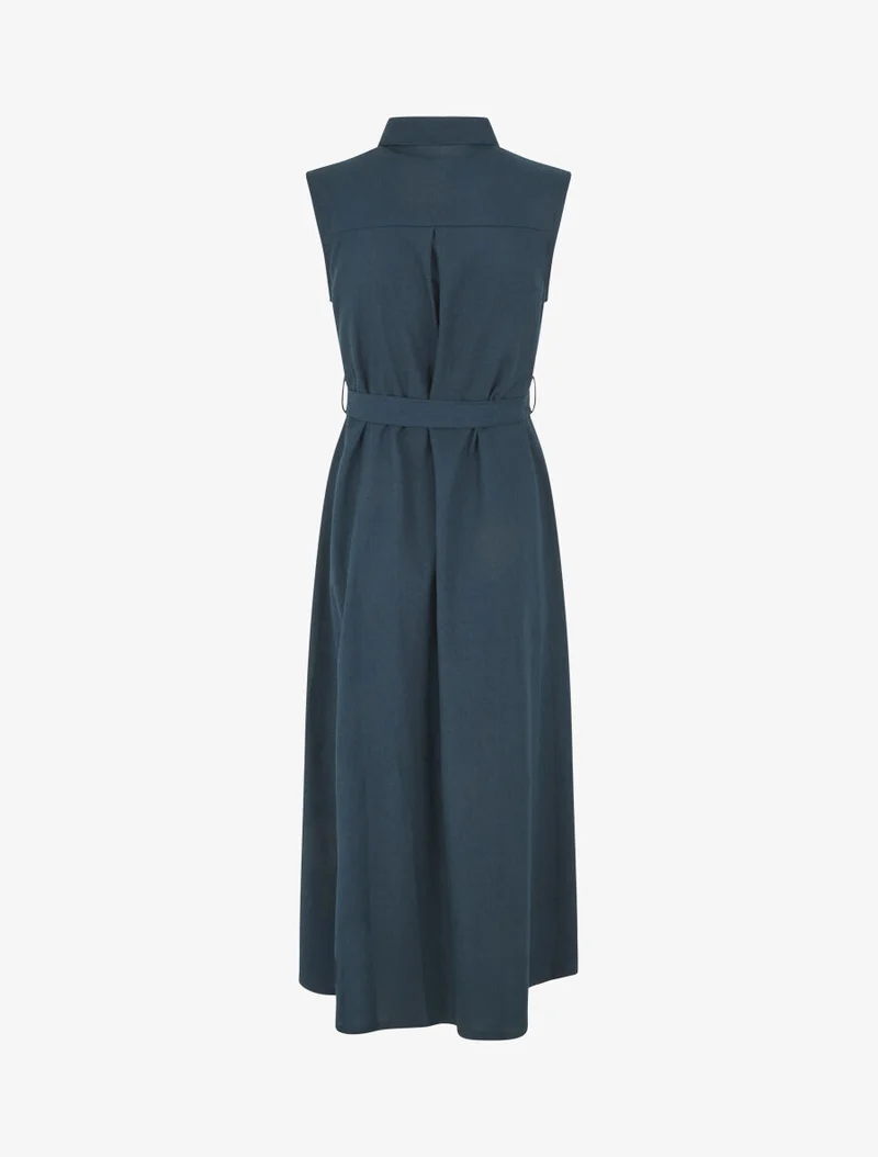 Ausgestelltes Kleid mit Knöpfen und Taschen - Petrolblau