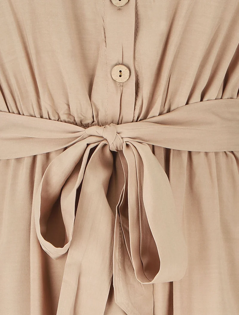 Unifarbenes Midikleid - Beige