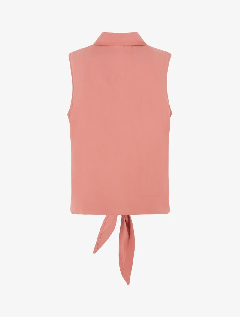 Zum Knoten-Oberteil mit Kettendetail - Koralle