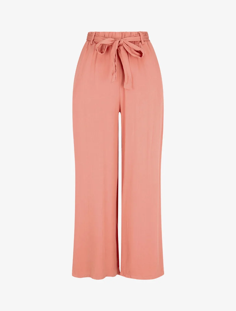 Elastische fließende Hose - Koralle