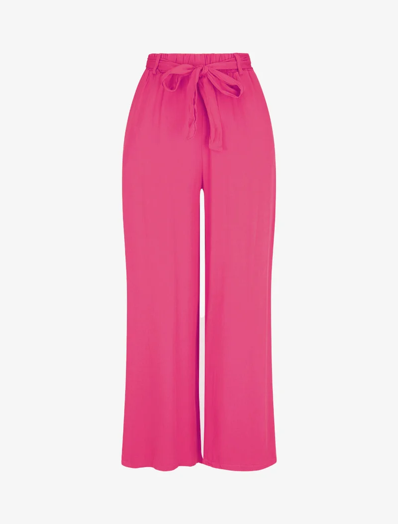 Elastische fließende Hose - Fuchsia