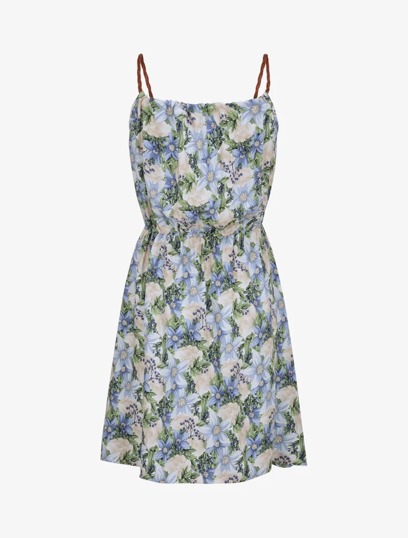 Skaterkleid mit Mehrblumenmuster - Blau