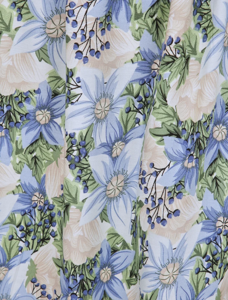 Skaterkleid mit Mehrblumenmuster - Blau