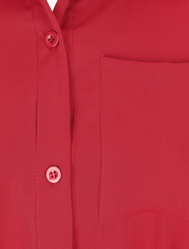 Gürtetes Oversize-Hemd - Rot