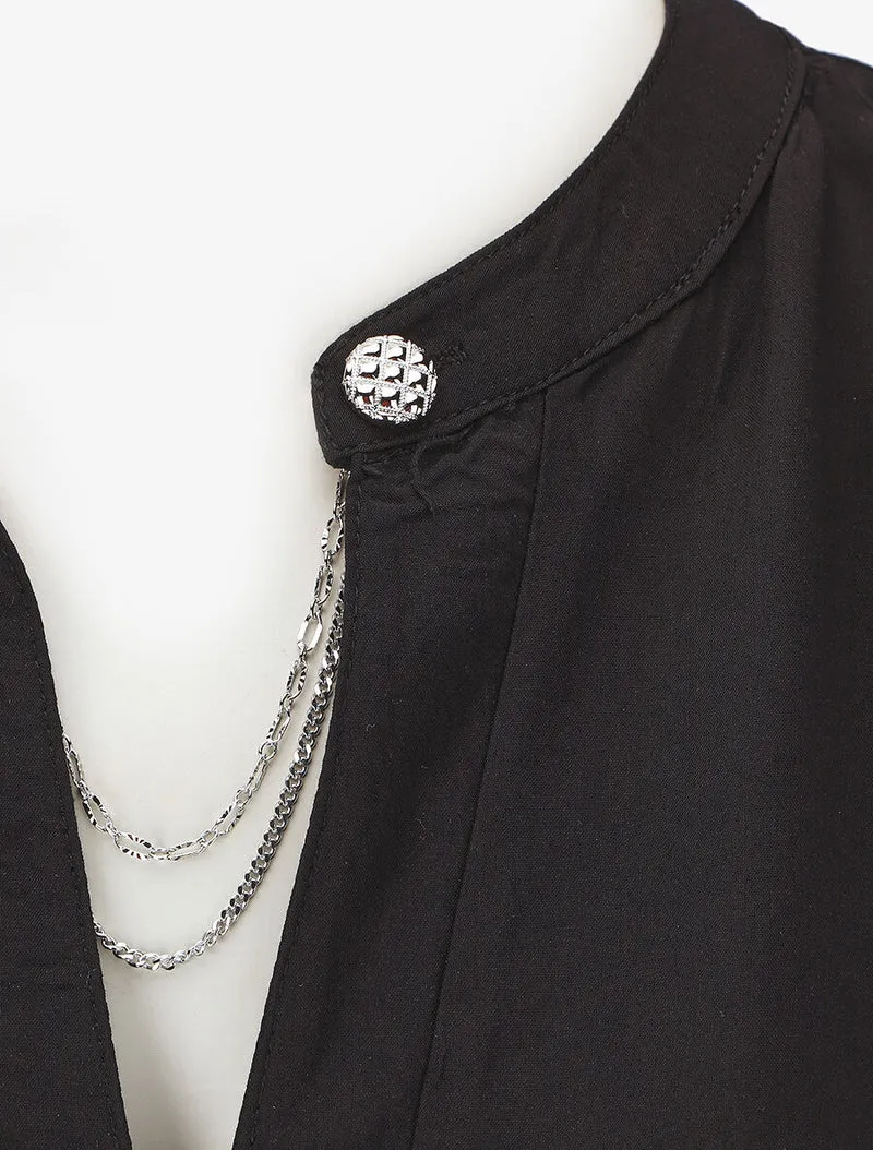 Ärmelloses Top mit stilisiertem Detail - Schwarz