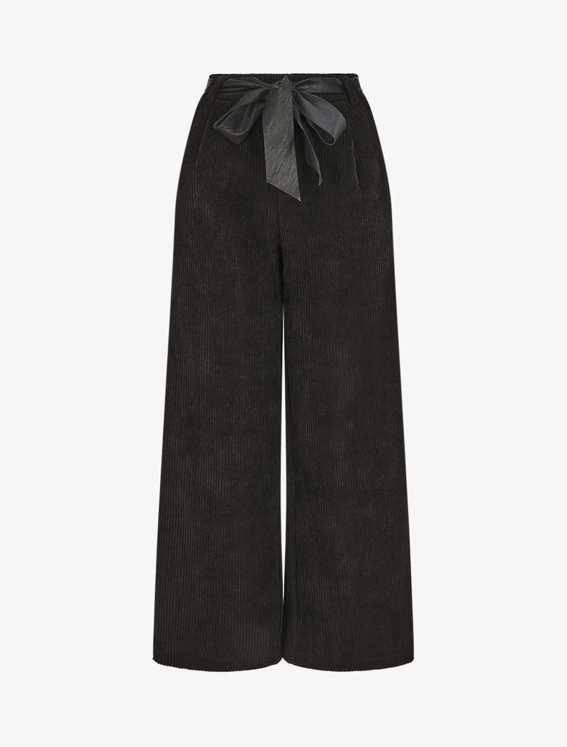 Weite Hose aus Cordstoff - Schwarz