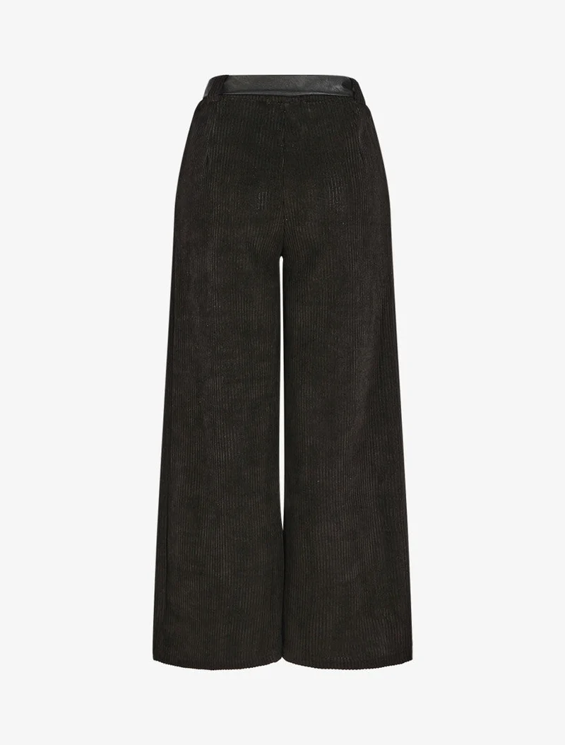 Weite Hose aus Cordstoff - Schwarz