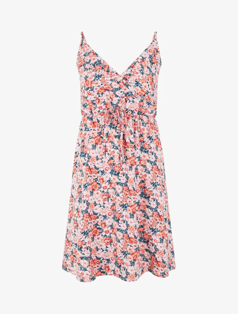 Midikleid mit Blumenmuster - Rose