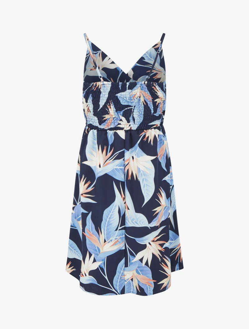 Midikleid mit Blätterdruck - Marine