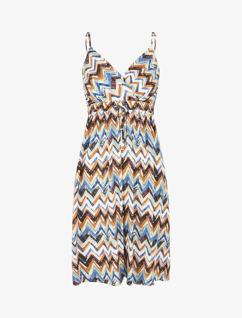 Kurzes Kleid mit Zickzack-Muster - Schwarz