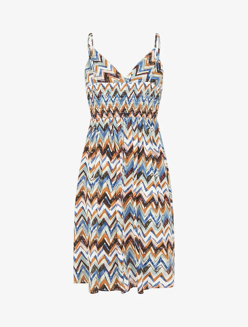 Kurzes Kleid mit Zickzack-Muster - Schwarz