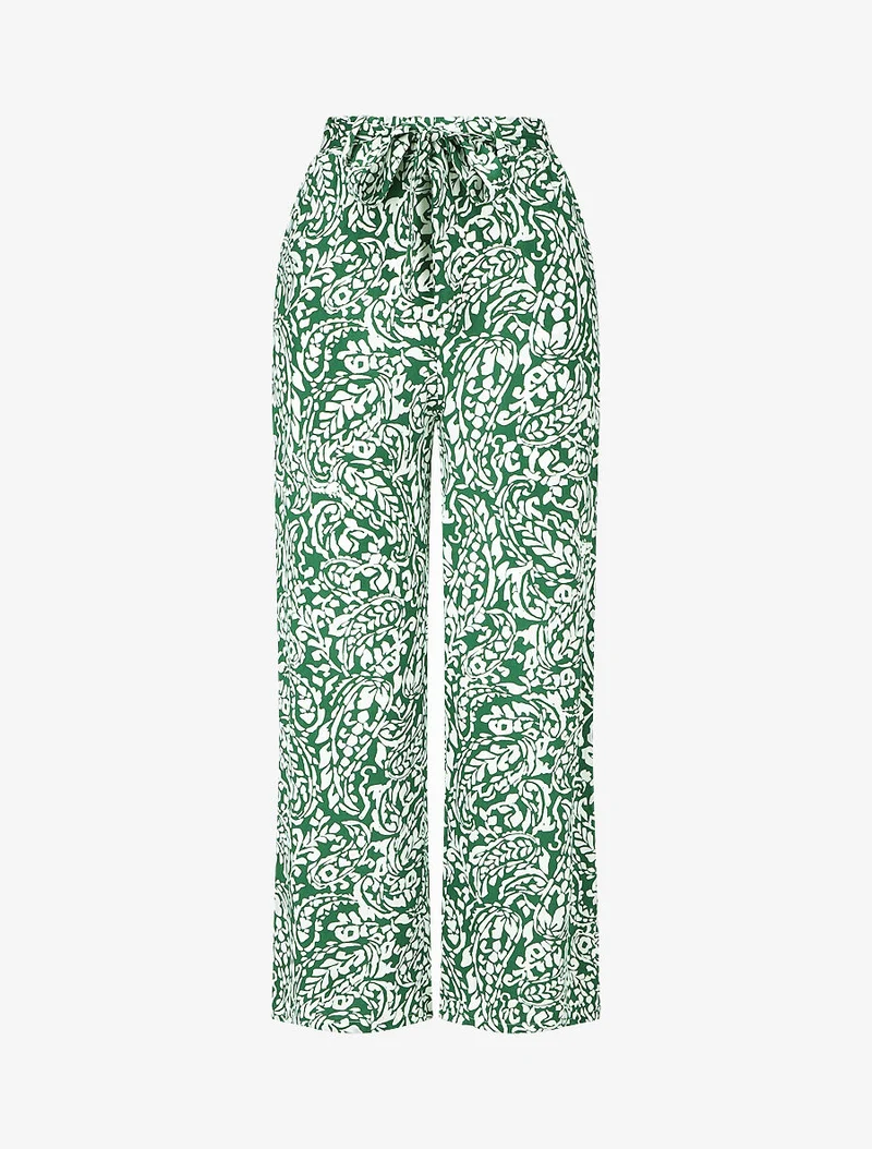 Fließende Hose mit Schaldruck - Grün
