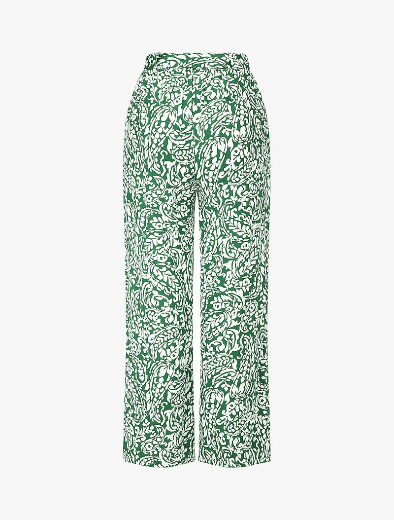 Fließende Hose mit Schaldruck - Grün