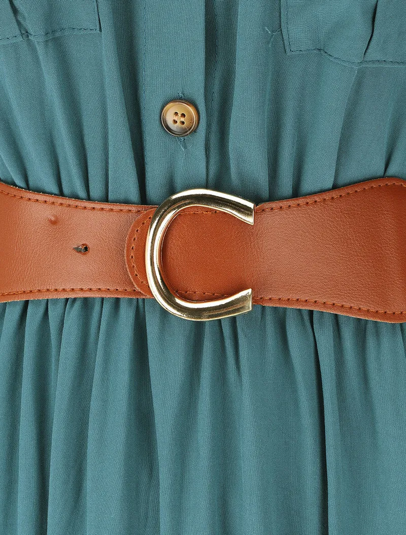 Ärmelloses einfarbiges langes Kleid - Entenblau