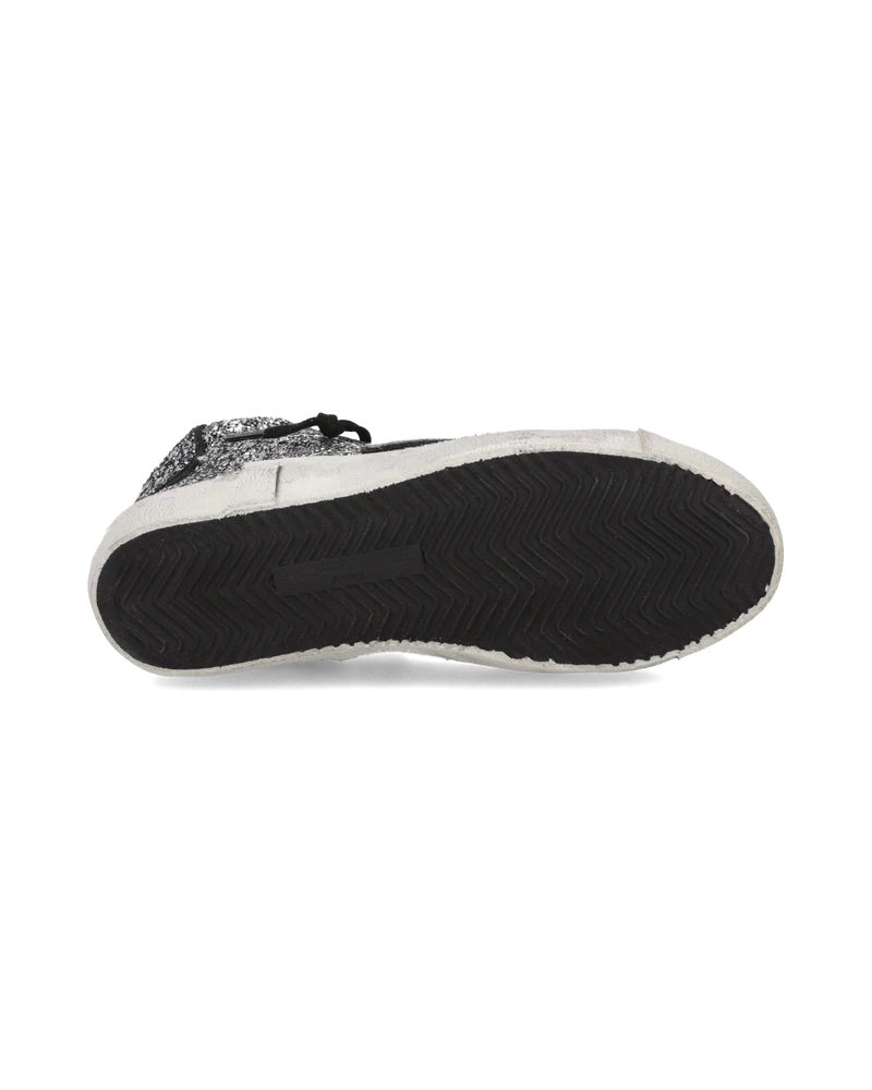 Sneakers Prsx High Women with Glitter Upper, Black Silver