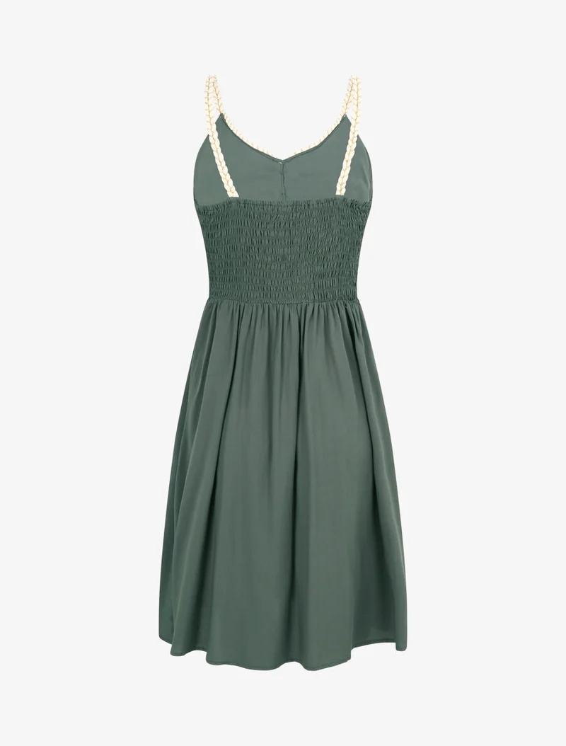 Kleid mit Trägern im Seil-Stil - Kaki