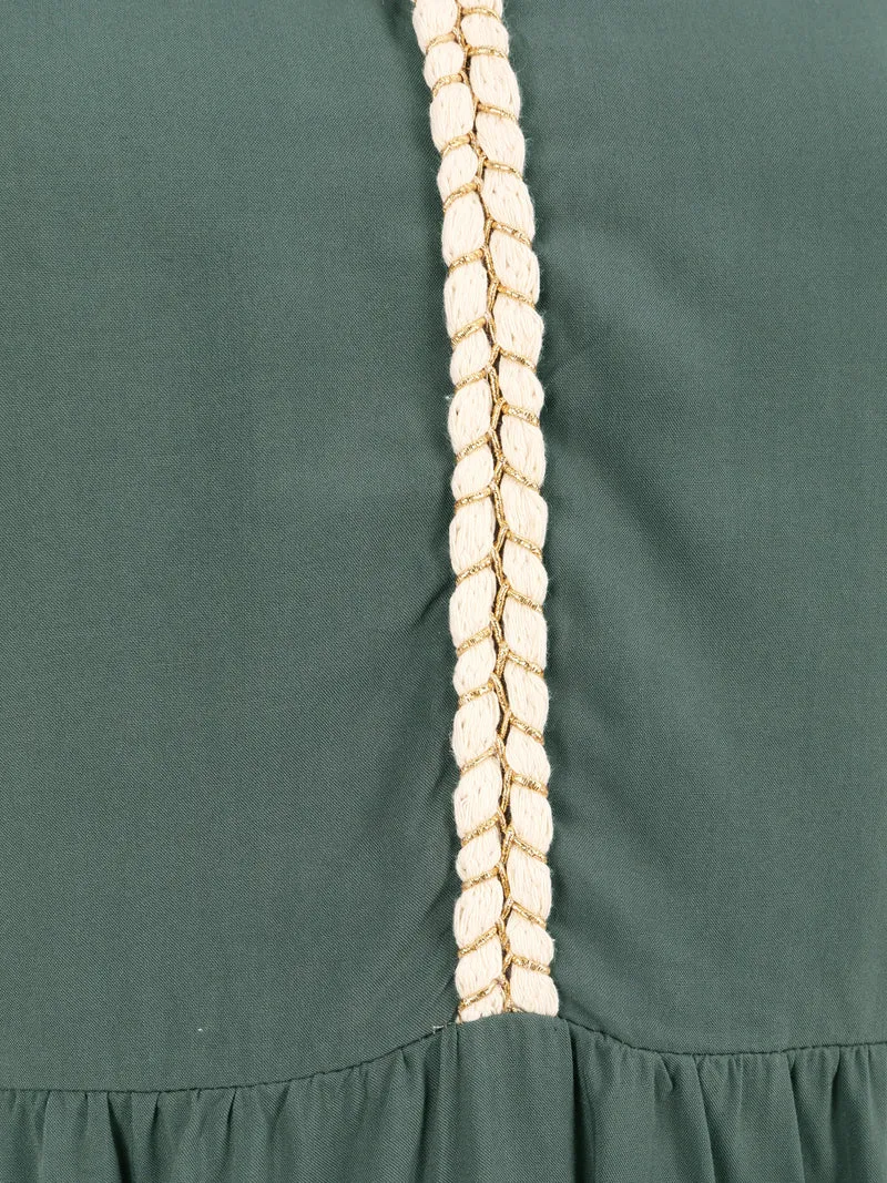 Kleid mit Trägern im Seil-Stil - Kaki