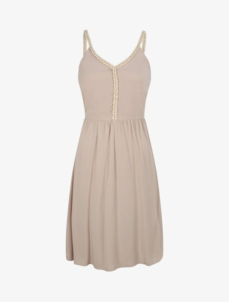 Kleid mit Trägern im Seil-Stil - Beige