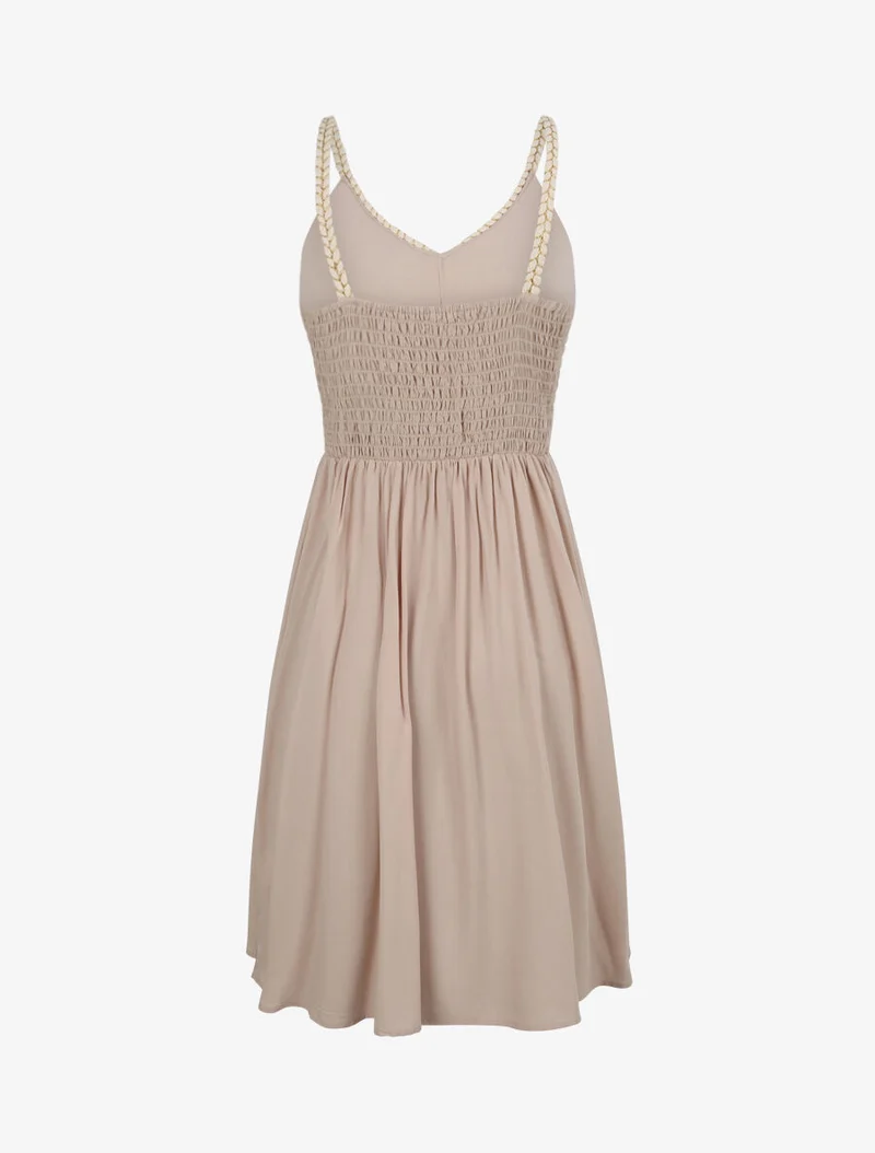 Kleid mit Trägern im Seil-Stil - Beige