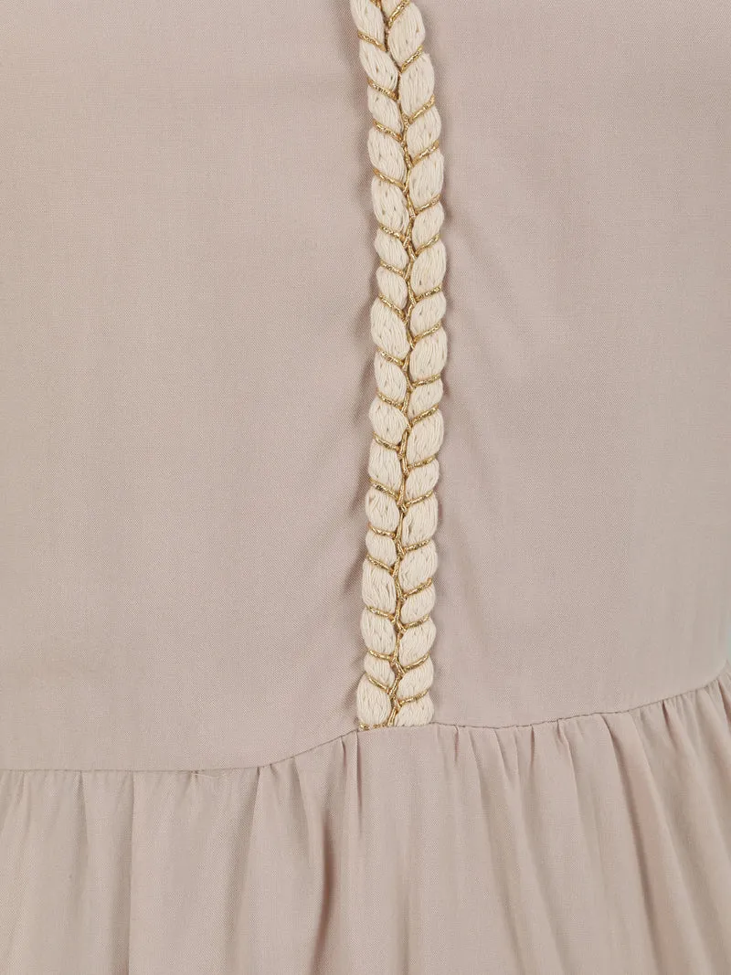 Kleid mit Trägern im Seil-Stil - Beige