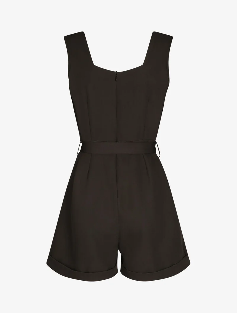 Knopfstilierter Jumpsuit - Schwarz