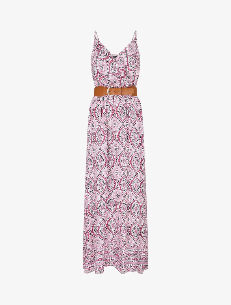 Empire-Langkleid mit Tuchdruck - Rose