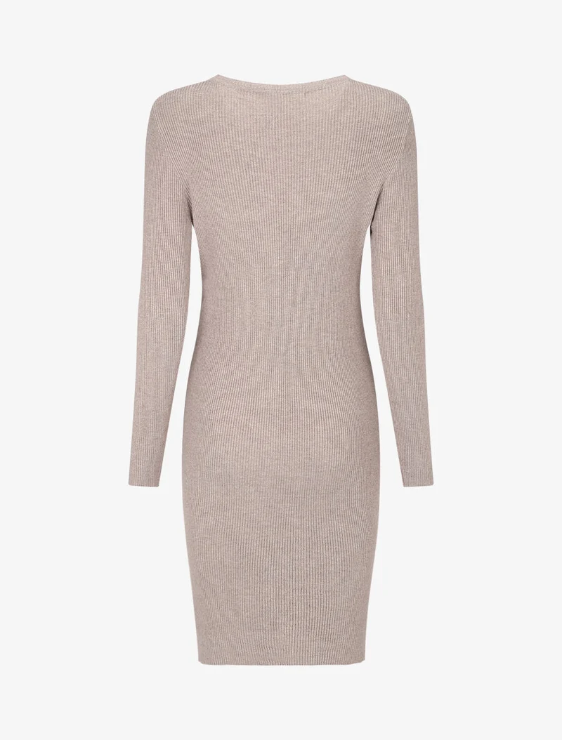 Geripptes Midikleid mit ausgeschnittenem Dekolleté - Maulwurf