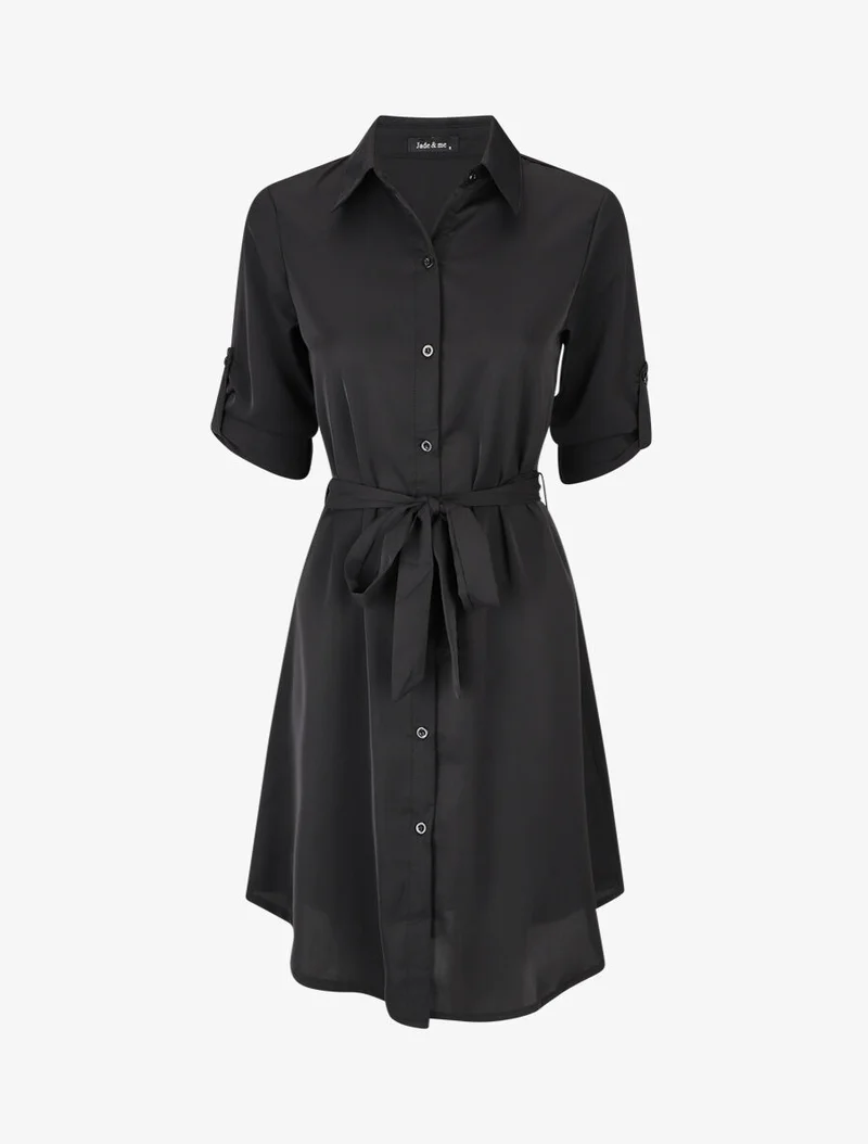 Gerades Hemdkleid einfarbig - Schwarz
