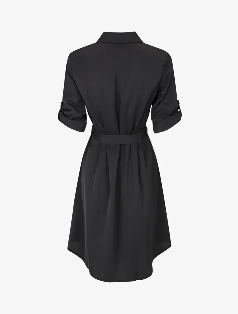 Gerades Hemdkleid einfarbig - Schwarz