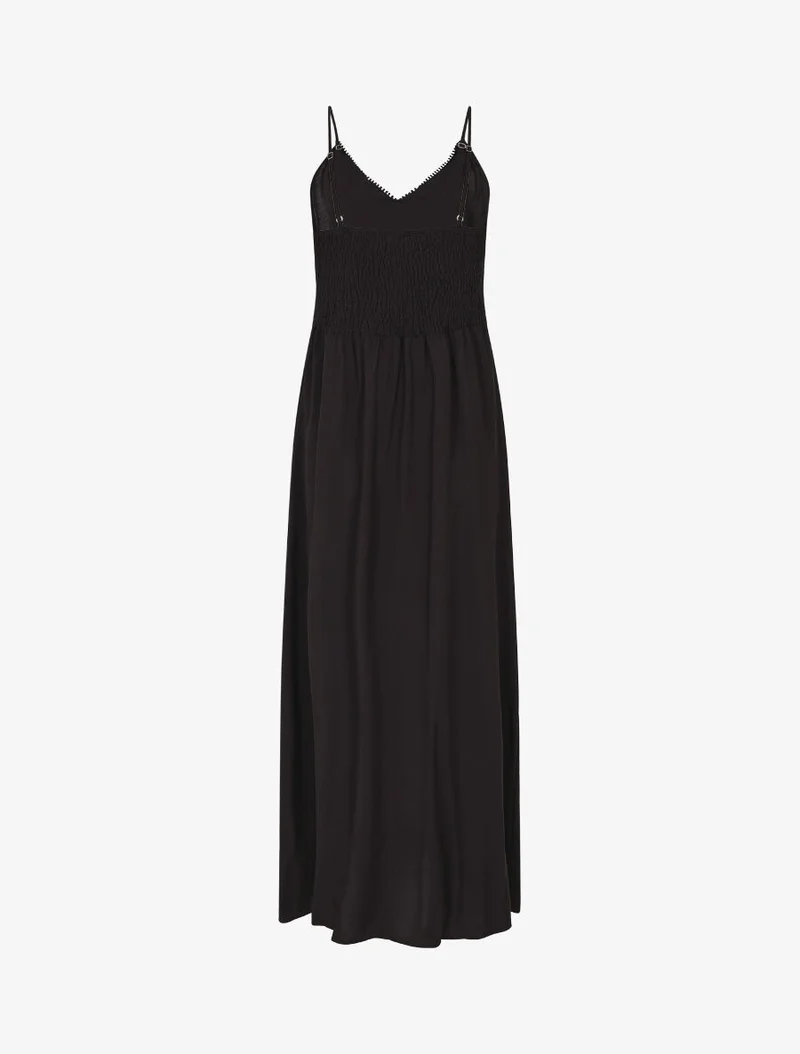 Langes, gerades, einfarbiges Kleid - Schwarz