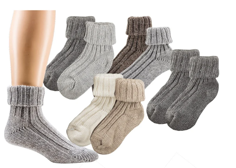 Softe Umschlag Socken mit Schafwolle & Alpakawolle 2|4 Paar