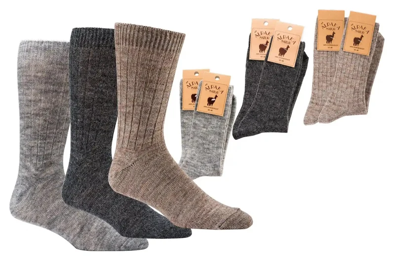 Warme Wollsocken mit Alpakawolle und Schafwolle (2 oder 4 Paar) für Damen & Herren