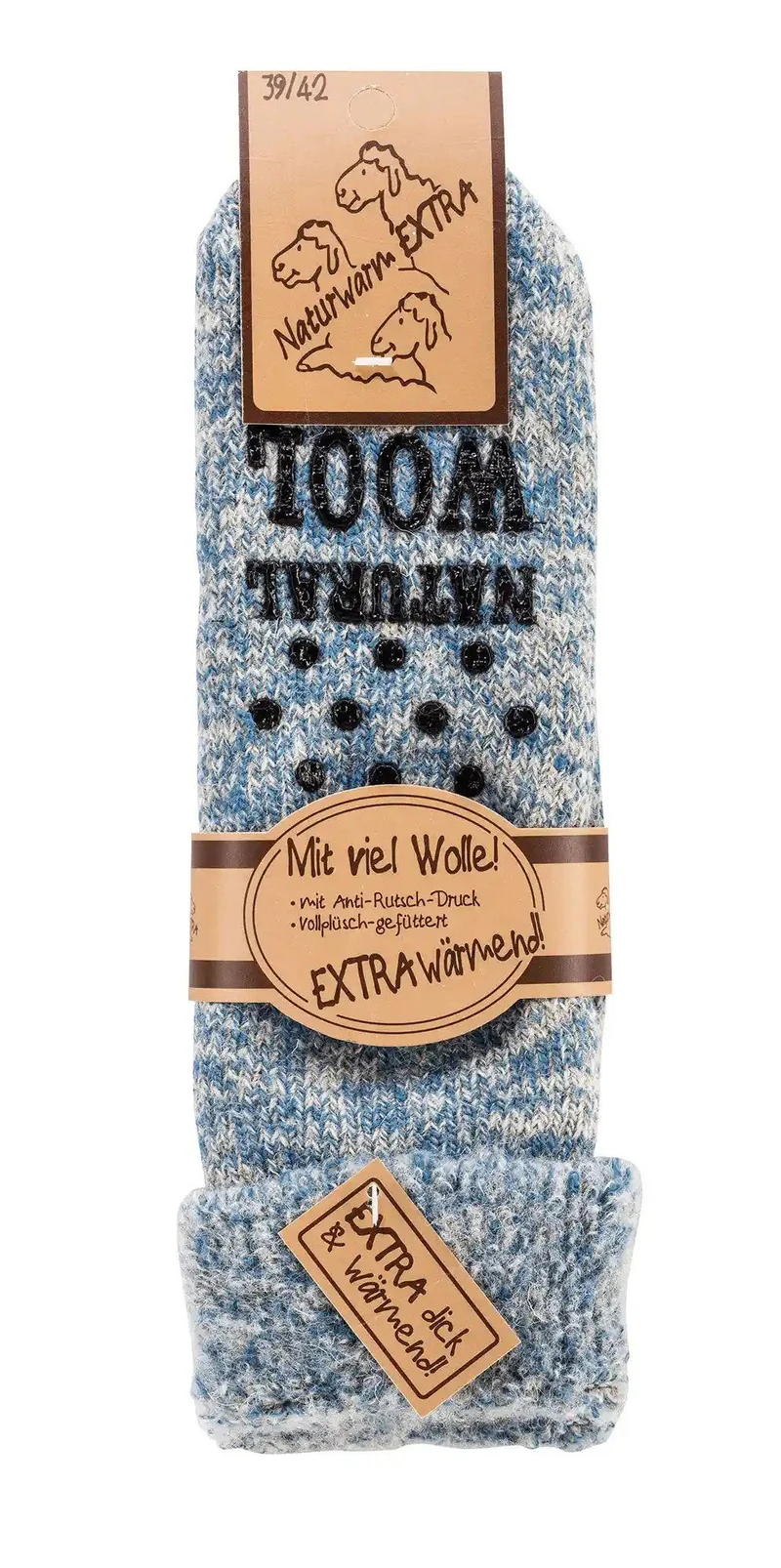 Thermo Wollsocken mit ABS – Home Socks, Anti-Rutsch (Gr. 35–50) 1 Paar