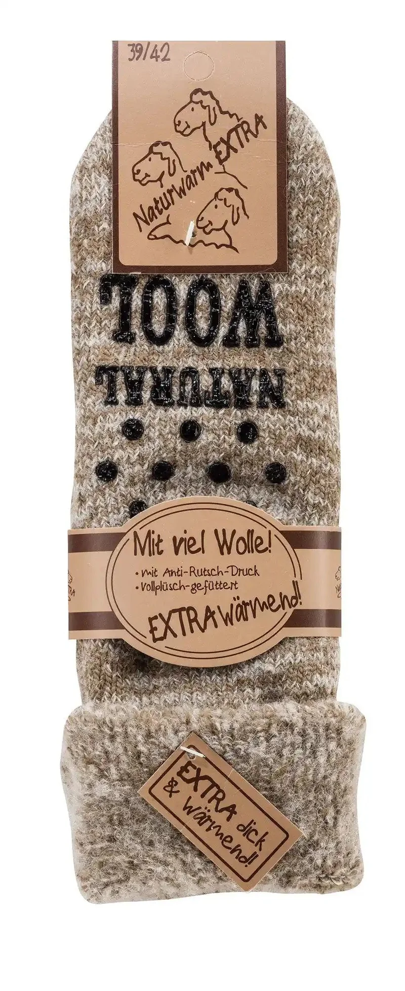 Thermo Wollsocken mit ABS – Home Socks, Anti-Rutsch (Gr. 35–50) 1 Paar