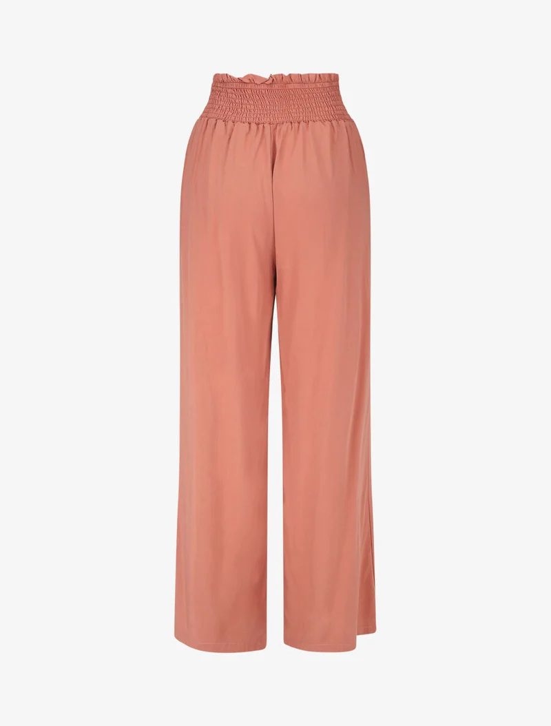 Einfarbige fließende Hose mit Taschen - Altrosa