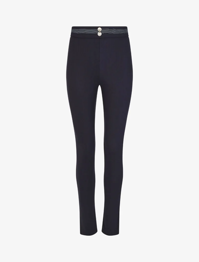 Hoch taillierte Slim-Hose - Marine