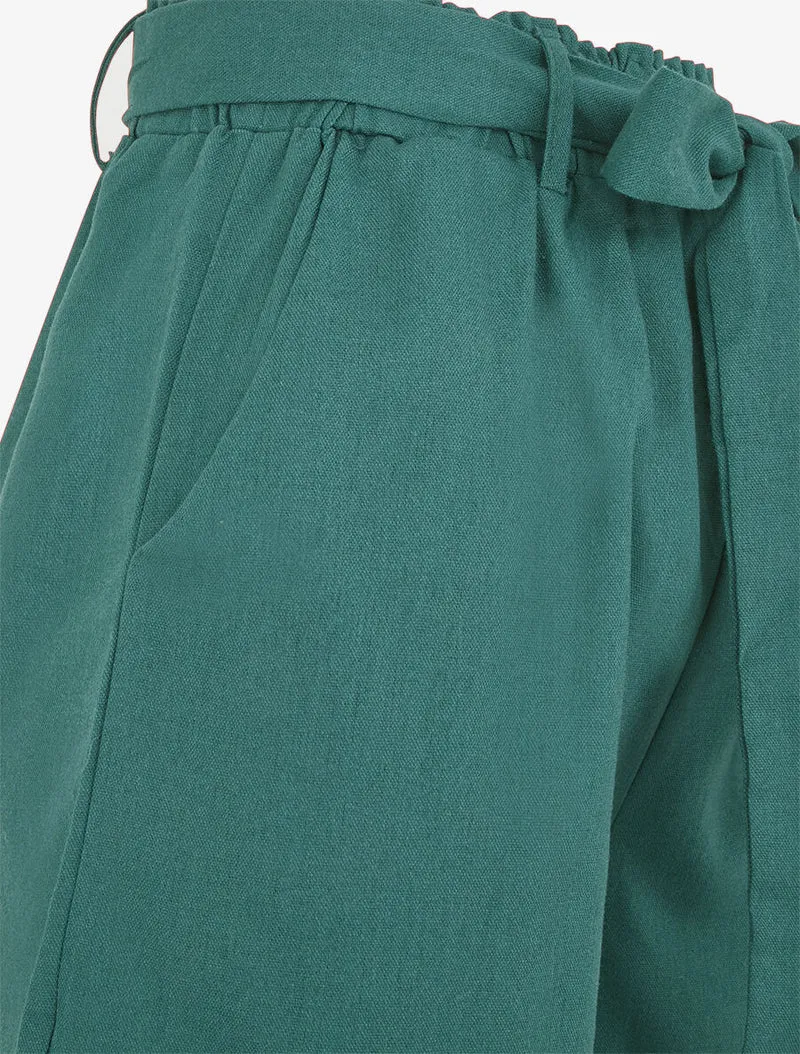 Kurze einfarbige Hose mit Umschlag - Entenblau