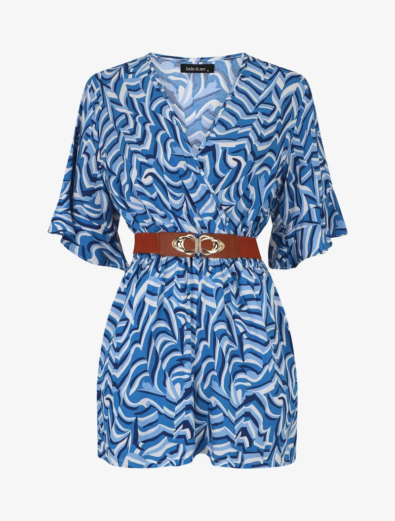 Kurzärmeliger Grafik-Print-Overall - Blau
