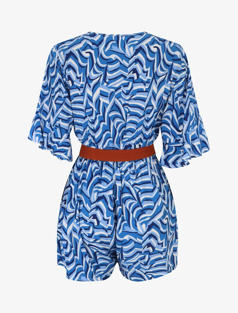 Kurzärmeliger Grafik-Print-Overall - Blau