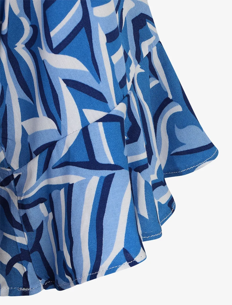 Kurzärmeliger Grafik-Print-Overall - Blau