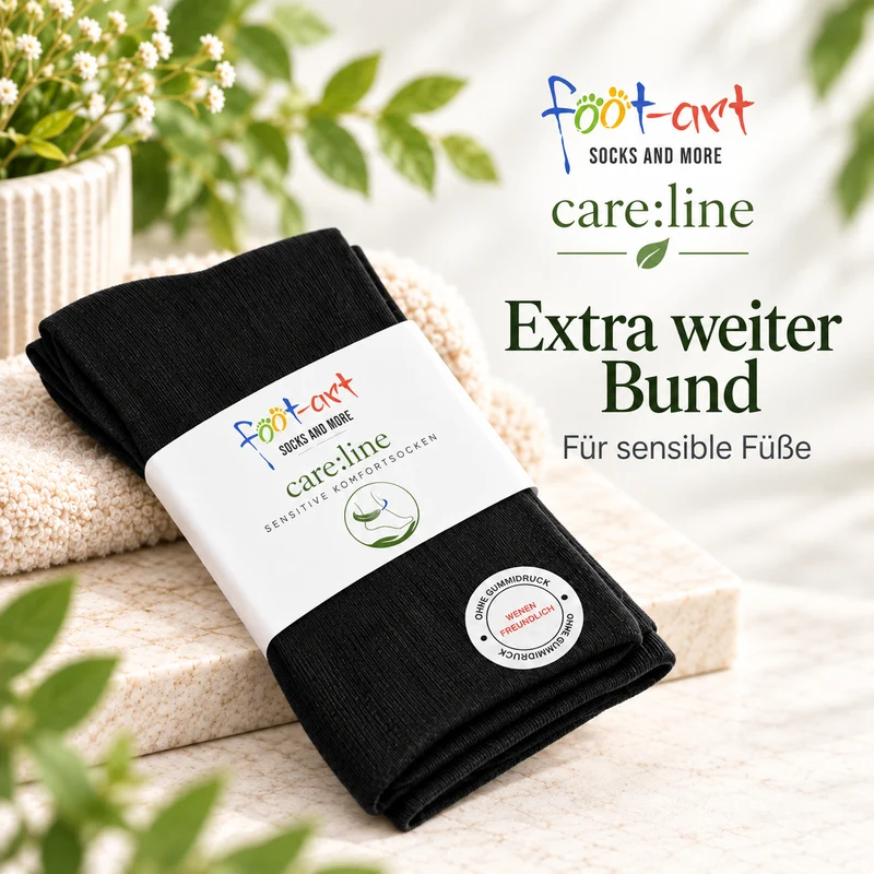 foot-art care:line Diabetikersocken extra weit Unisex Schwarz, 3–15 Paar