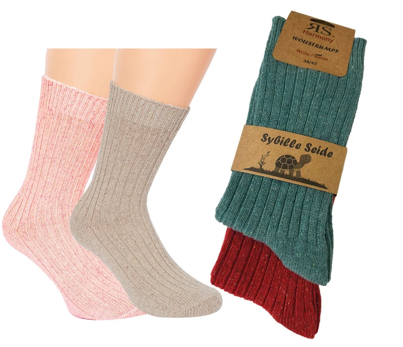 RS Harmony Wollsocken Damen mit Merinowolle & Seide, 2–4 Paar
