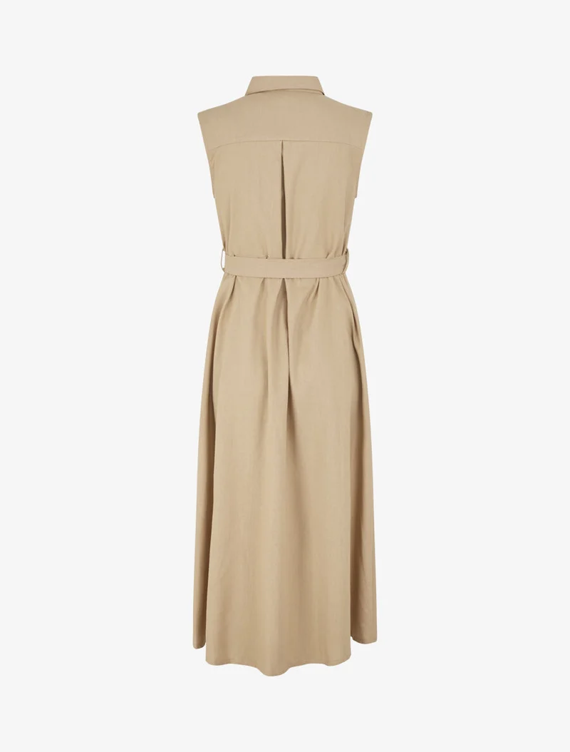 Ausgestelltes Kleid mit Knöpfen und Taschen - Beige