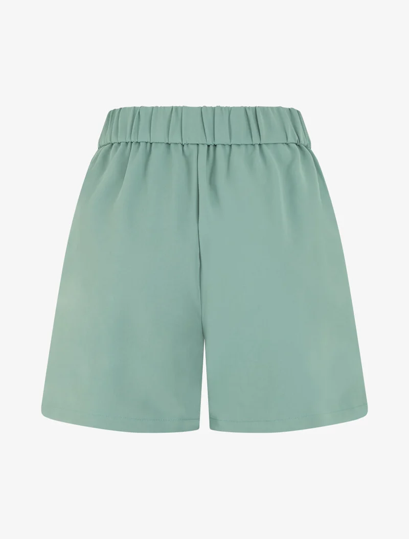 Hoch taillierte Shorts mit Zierschnalle - Grüngrau